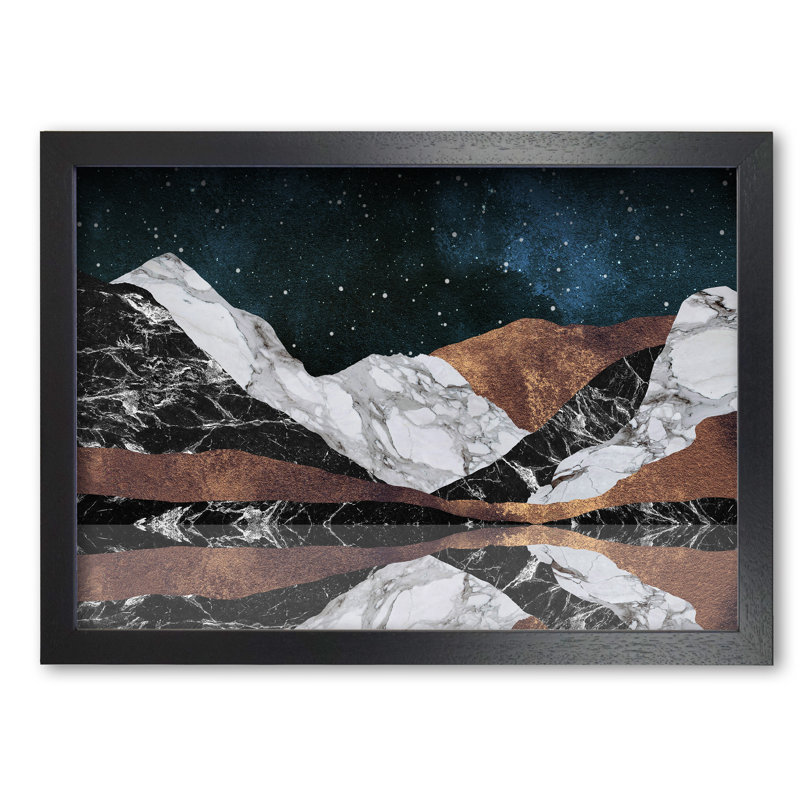 Landscape Mountains - Print, 21 cm H x 30 cm W x 5 cm D, Black Grain Frame