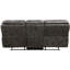 Ensemble de 3 fauteuils inclinables modernes, revêtement en microfibre grise, structure en bois massif et contreplaqué, mécanisme d'inclinaison à tirette, console de rangement centrale, fauteuil à bascule, supporte jusqu'à 136 kg par siège, rembourrage en mousse, bascule douce.