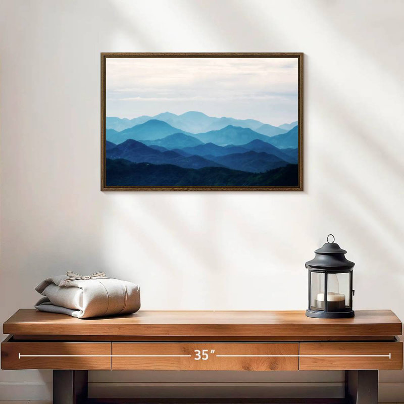 Blue Mountains IV, 19" X 13", Floating Frame Walnut