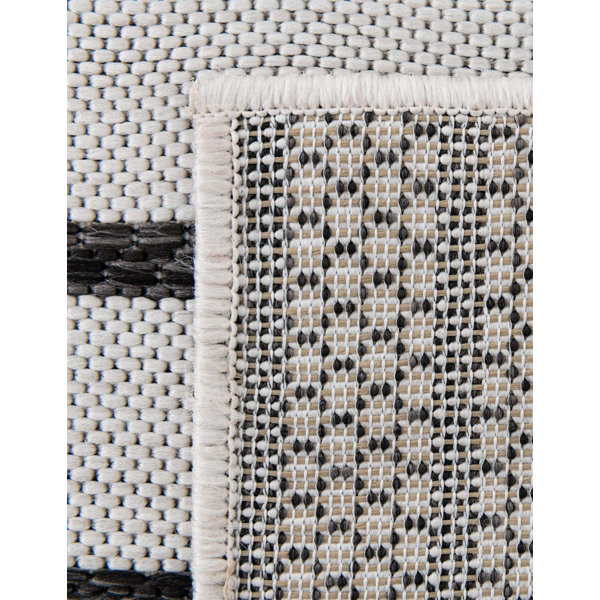 Unique Loom Black/White Indoor/Outdoor Rug | Wayfair