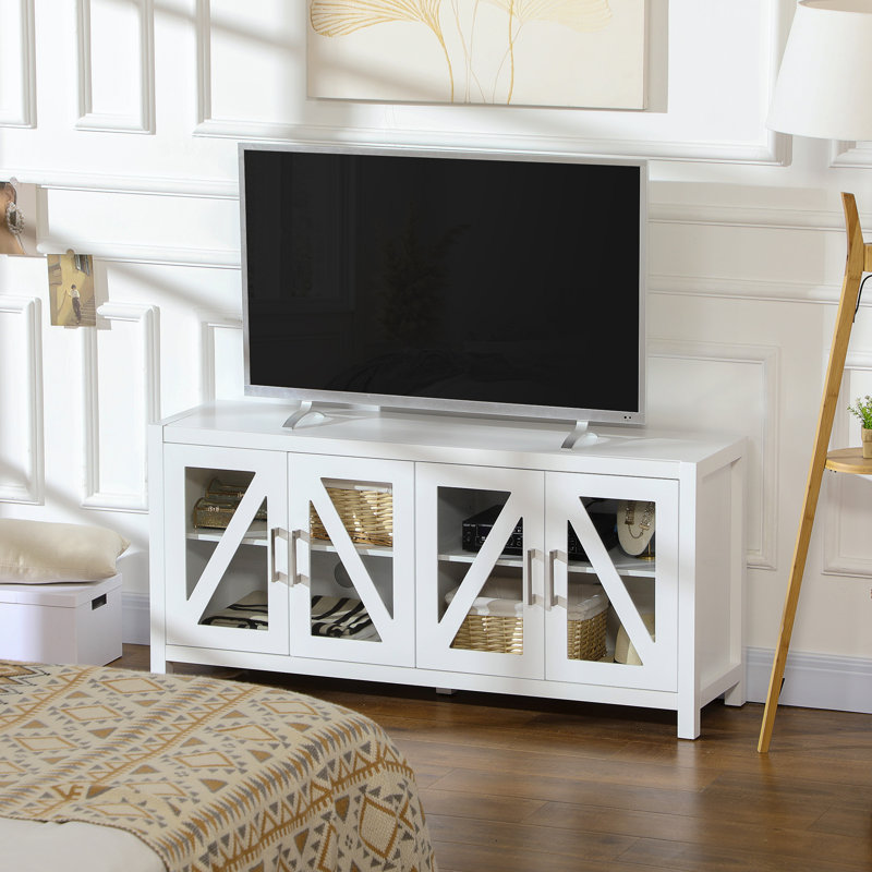 Meuble télé pour téléviseur de 58 po ou moins dans le salon, Blanc