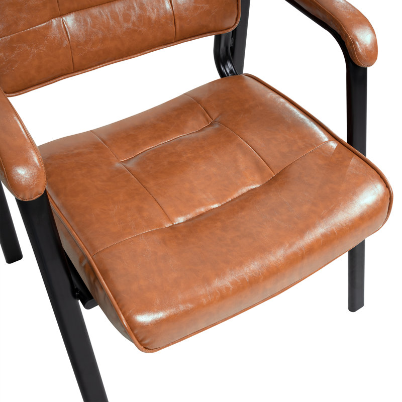 Keymiah Faux Leather Guest Chair with Arms – Ideal for Lobbies, Waiting Rooms Chair, and Reception Chair