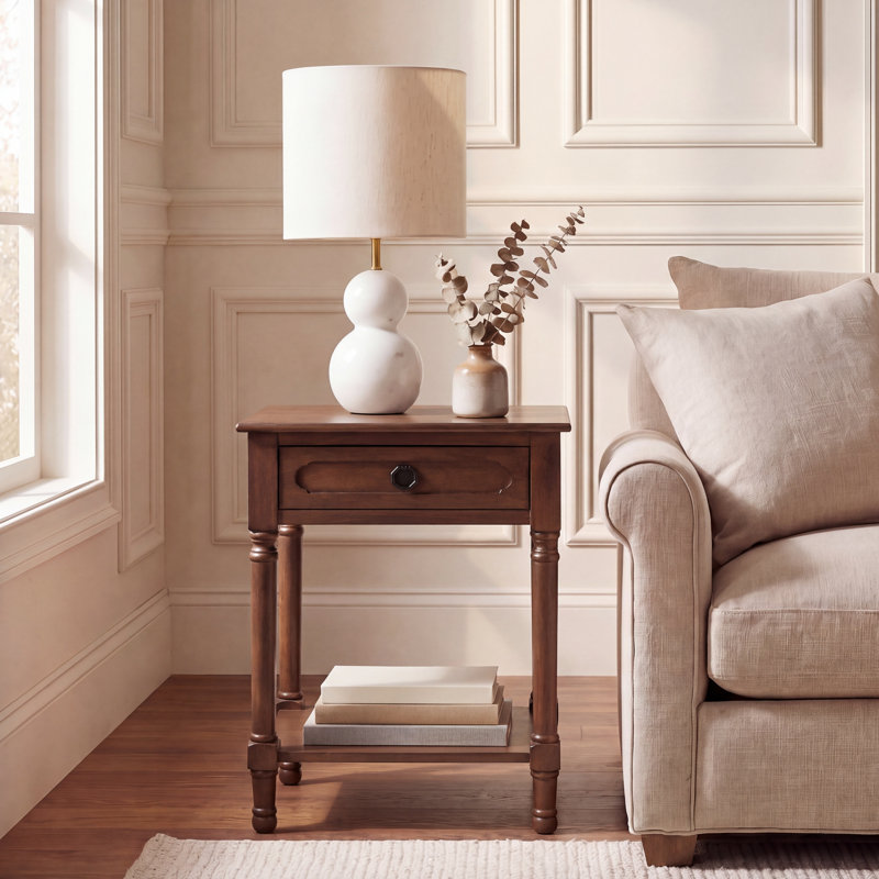 Table de bout avec rangement Pagel, Brun