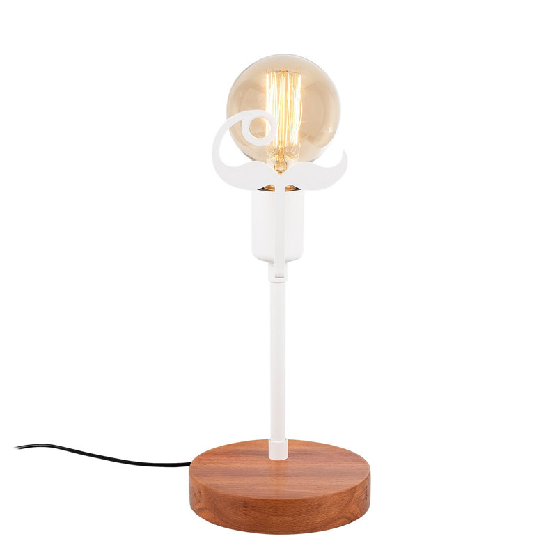 Lampe de table en métal Abdimalik, Noyer / Blanc