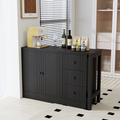 Kitchen Island With Extendable Dining Table 3 Drawers And 2 Doors Cabinet For Kitchen by Latitude Run