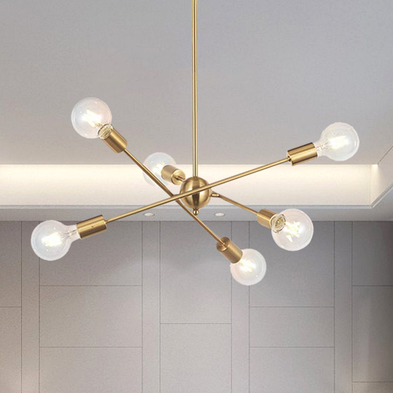 Yonker 6 - Light Dimmable Sputnik Sphere Chandelier, Brass