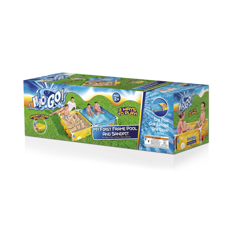 H2OGO! 7' Blue and Yellow Steel Frame Kiddie Pool and Sandpit