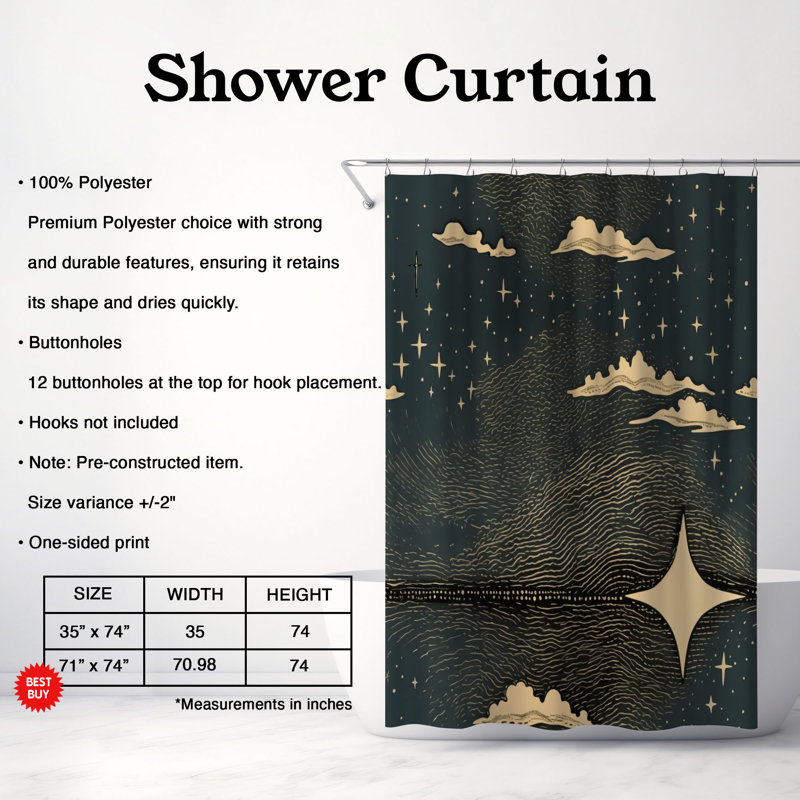 Semahat Abstract Shower Curtain, 74"H x 71"W