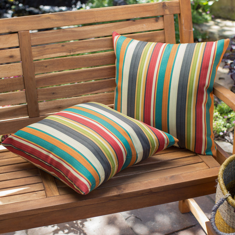 Housse de coussin d'extérieur carré Covington, Rayures crépuscule