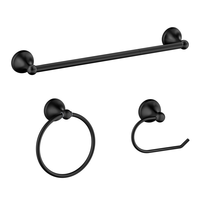 3 - Piece Bathroom Hardware Set, Black