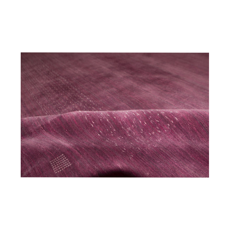 Gabbeh Wool Striped Area Rug in Plum/White