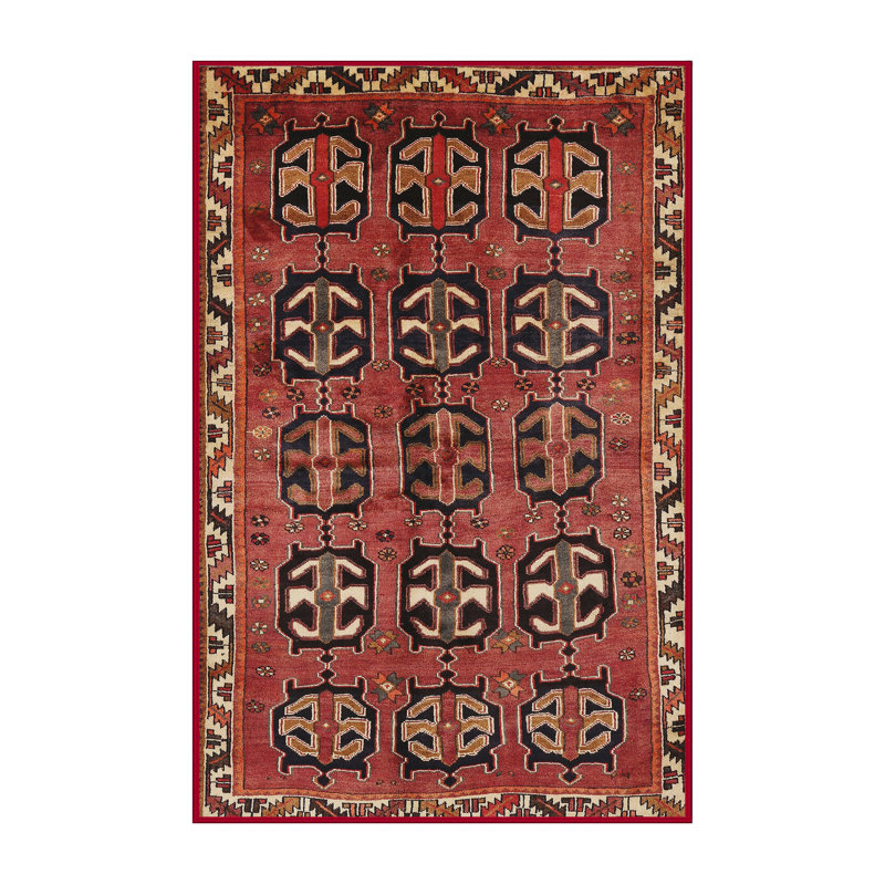 Tapis traditionnel rouge / noir Ciro, Rectangle 4 pi x 6 pi