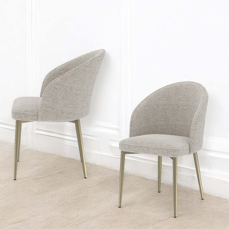 Chaise d'appoint en tissu, ensemble de 2, Gris