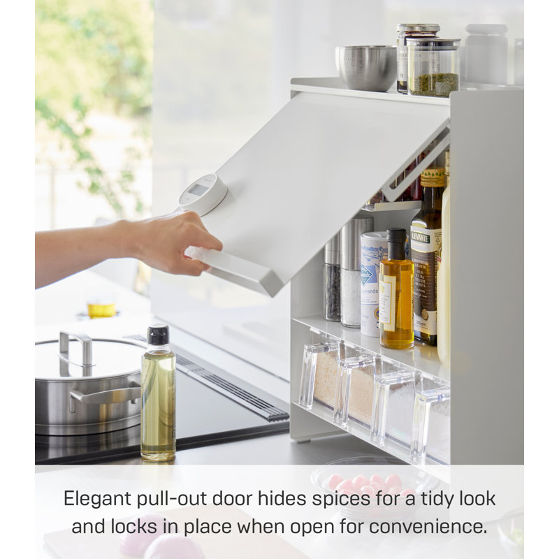 White Steel Concealable Magnetic Countertop Spice Rack