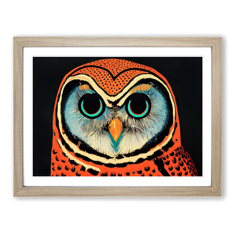 Great Owl 1 Piece Single Picture Frame Wall Art, 34cm H x 46cm W x 2cm D, Oak Framed