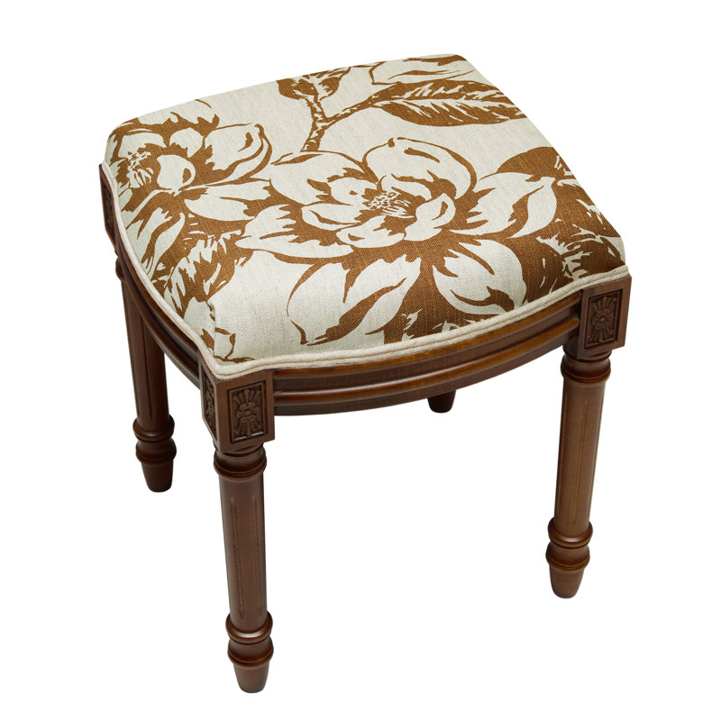 Tabouret de meuble-lavabo rembourré Camic, Noyers, Caramel