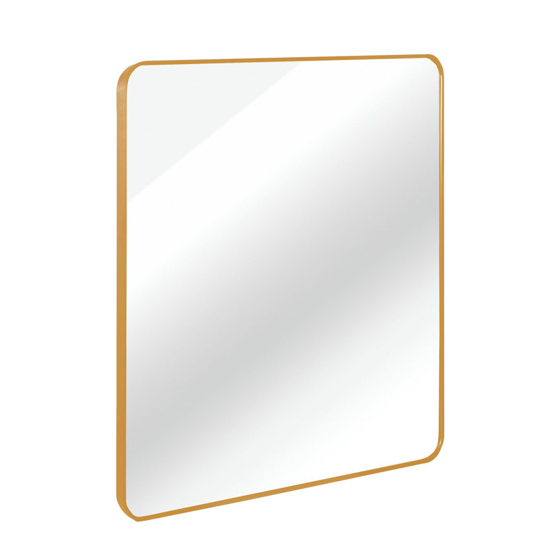 Miroir carré mural en métal pour salle de bain., Doré, 30 po x 30 po