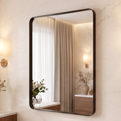 Wall Mirror for Dresser, Bathroom Vanity, Black Aluminum Frame