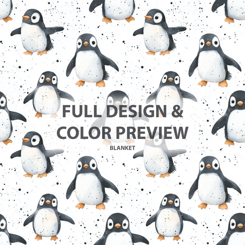Soft Penguins I - Couverture pour enfant en peluche à imprimé animal noir, jeté en molleton, Black/White Animals 1