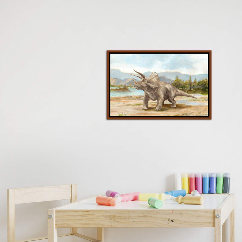 «Dinosaur Illustration II» par Ethan Harper - reproduction, H 18 po x l 26 po x P 1,5 po, Toile avec cadre en bois classique