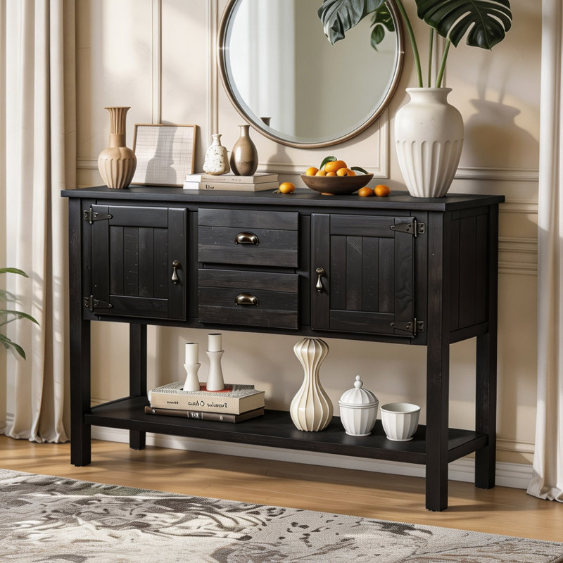 Retro 48" Sideboard,Entryway Table,Console Table,Sideboards Buffet Table with Bottom Shelf, Espresso