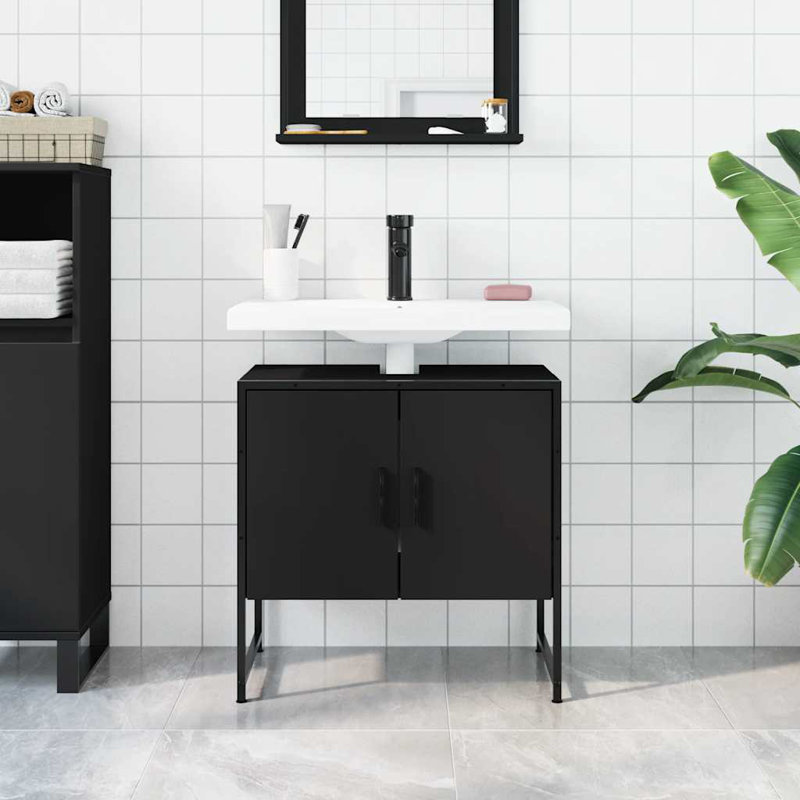 Meuble lavabo pour salle de bain en bois d'ingénierie 23,6 po x 13 po x 23,6 po Ebern Designs Ebern, Noir