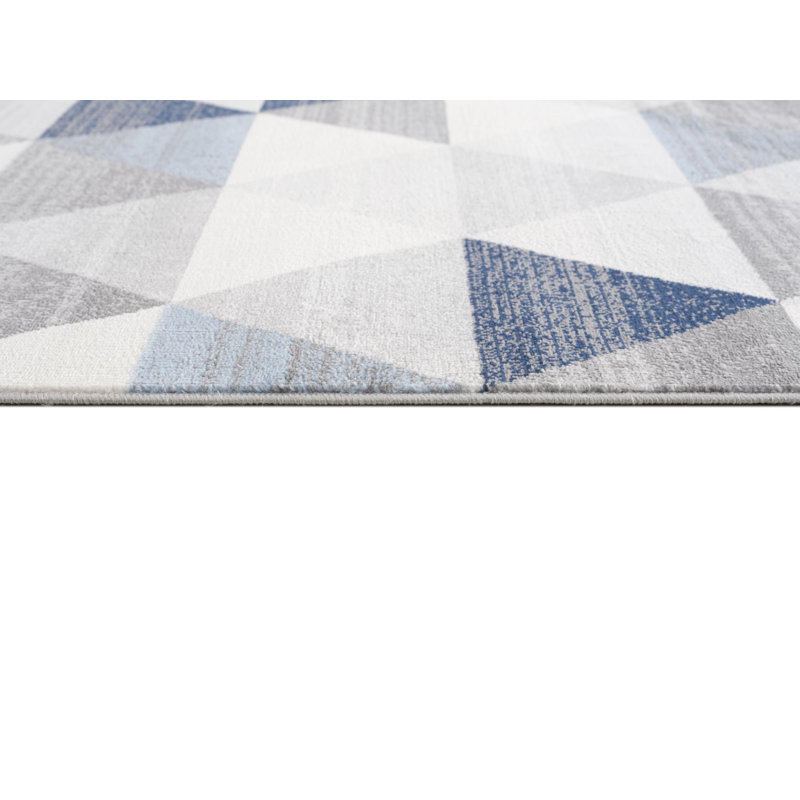 2’ X 6’ Navy Blue Geometric Diamond Area Rug