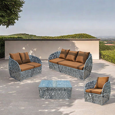Ensemble de canapé d'extérieur pour 6 personnes avec coussins Innovative Beautiful