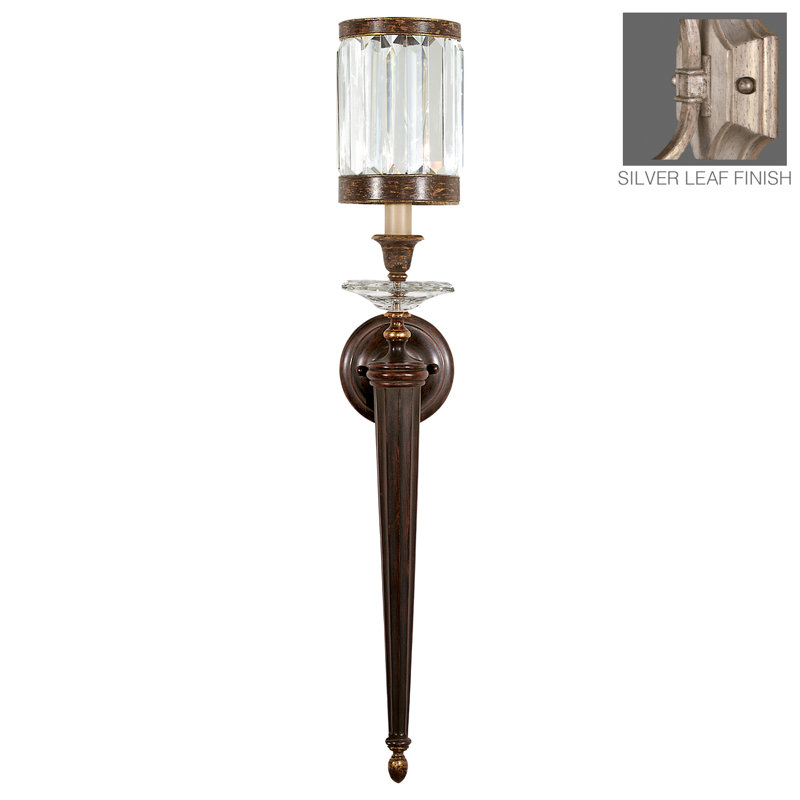 Eaton Silver Leaf Crystal Shade Direct Wired Wall Sconce