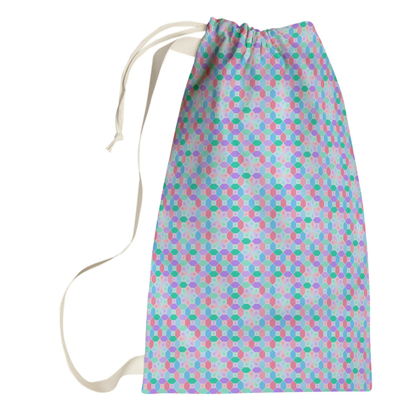 Sac à linge coloré pastel, Grand (H 76,5 po x l 29,5 po x P 1,5 po), Vert / brun / mauve