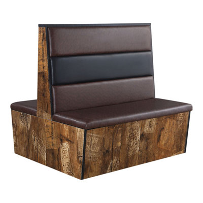 Double Booth With Melamine Frame And Black/Brown Vinyl Seats. Three Channel Detail On Back