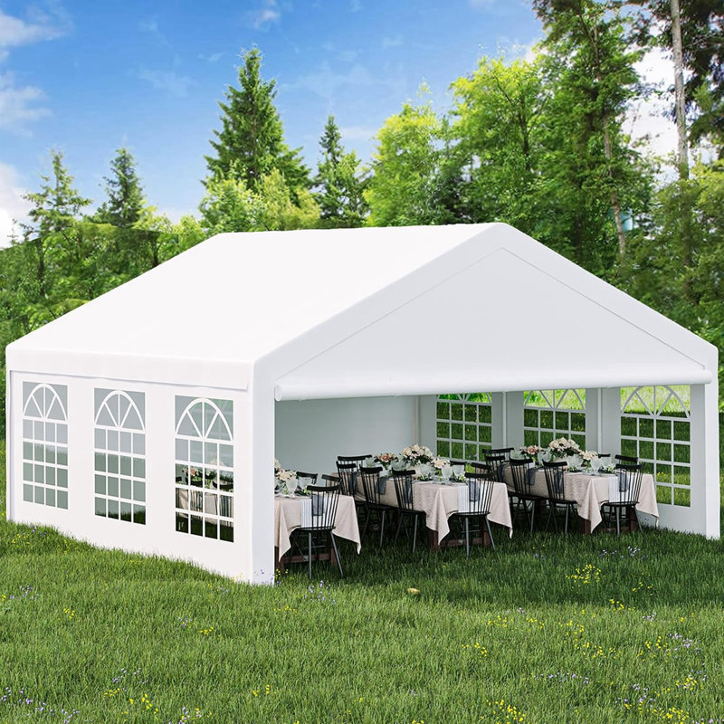 White Galvanized Steel 20' x 20' Outdoor Party Tent with Sidewalls