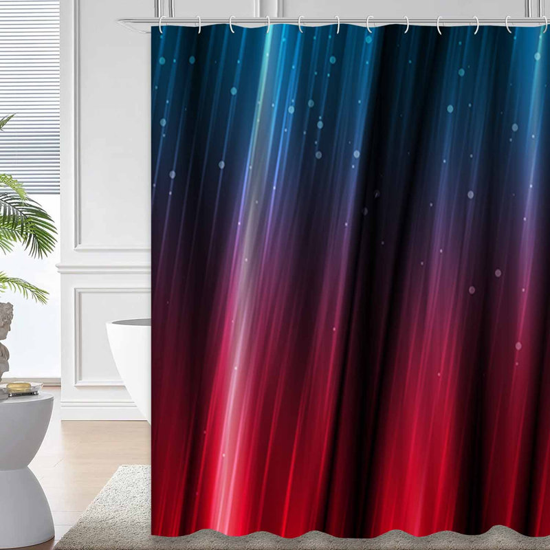 Rideau de douche rouge à motif abstrait dégradé rouge avec 12 crochets, L 72 po x l 72 po