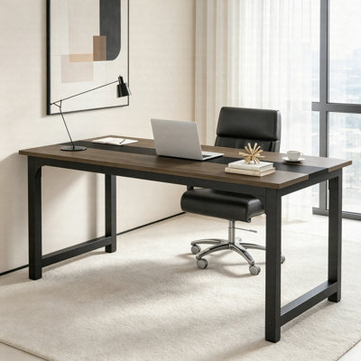 Computer Desk, Office Writing Desk With Spacious Desktop And Heavy-Duty Steel Frame