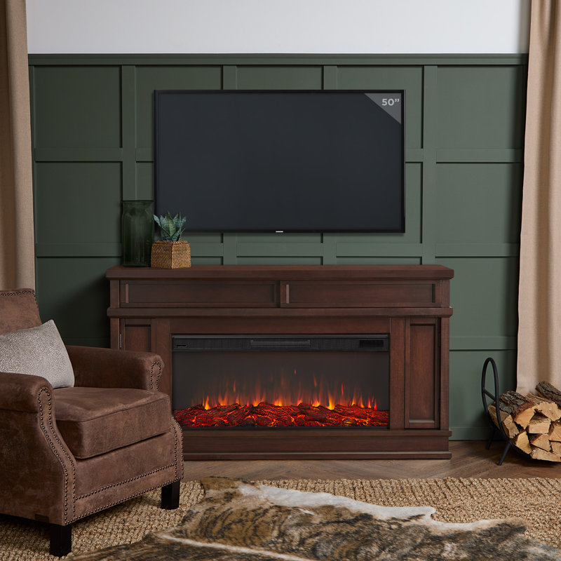 Torrey Dark Walnut 60" Infrared Electric Fireplace with Storage