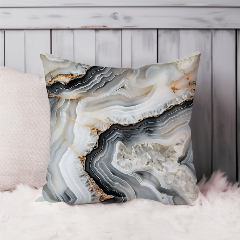 Abstract Gray Marble Geode Pattern VIII Modern, 18"H x 18"W