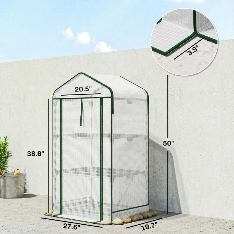 Small Greenhouse,Convenient Mini Greenhouse, Dark Green/White