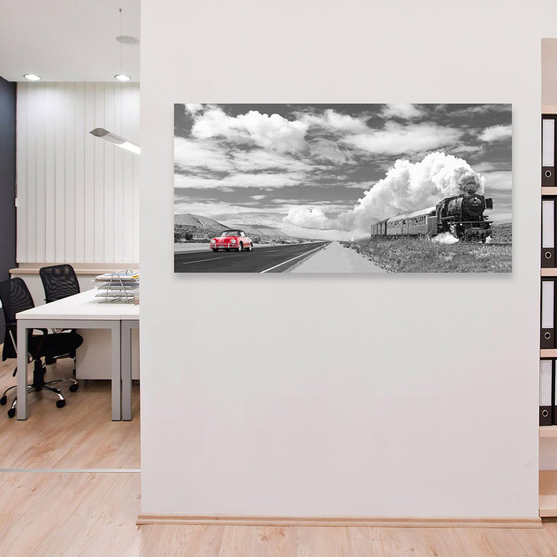 Gasoline Images - Wrapped Canvas Print, 50cm H x 100cm W x 4cm D, Black/White/Grey/Red