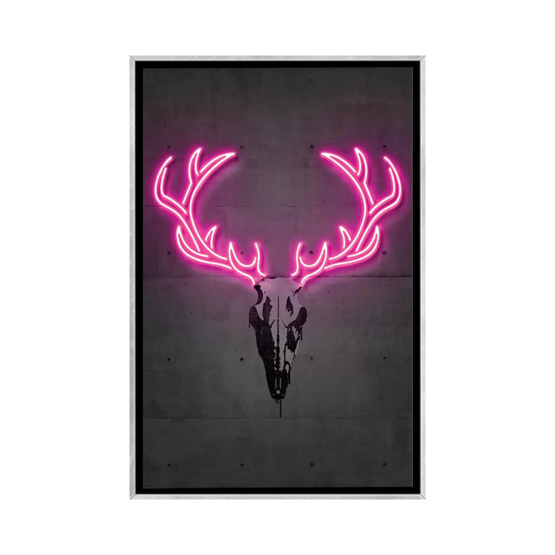 « Deer Skull » par octave Mielu-impression d’art graphique, Toile avec cadre argenté, Pas de tapis
