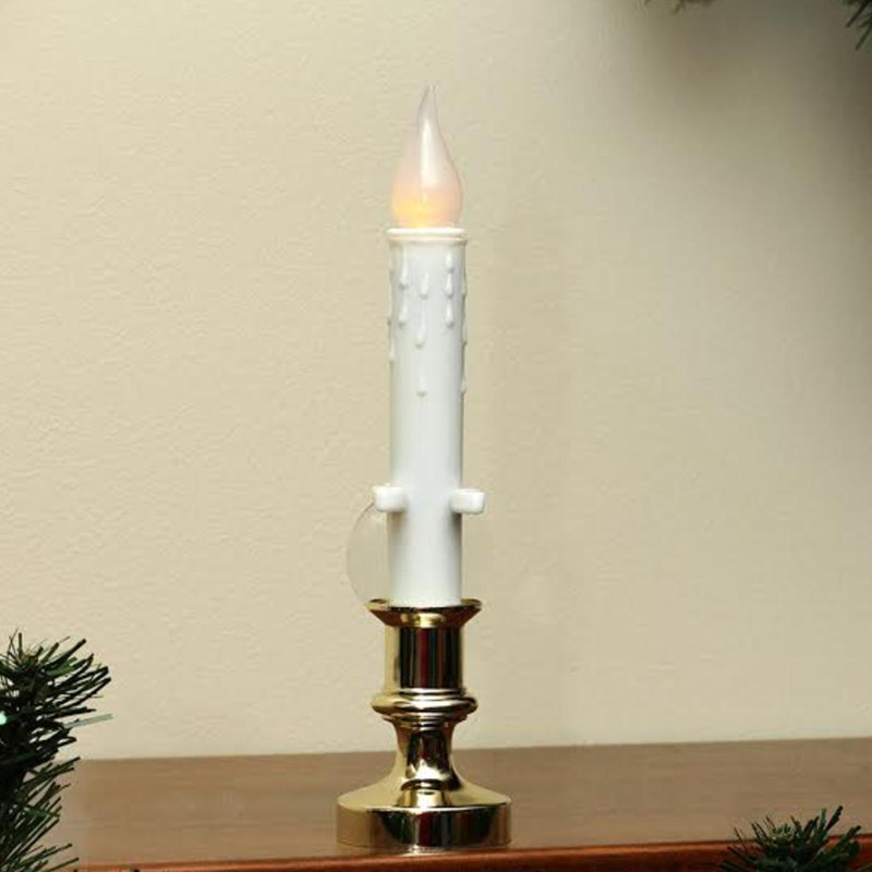 Bougie de Noël 8,5 "avec lumières DEL blanches et dorées scintillantes