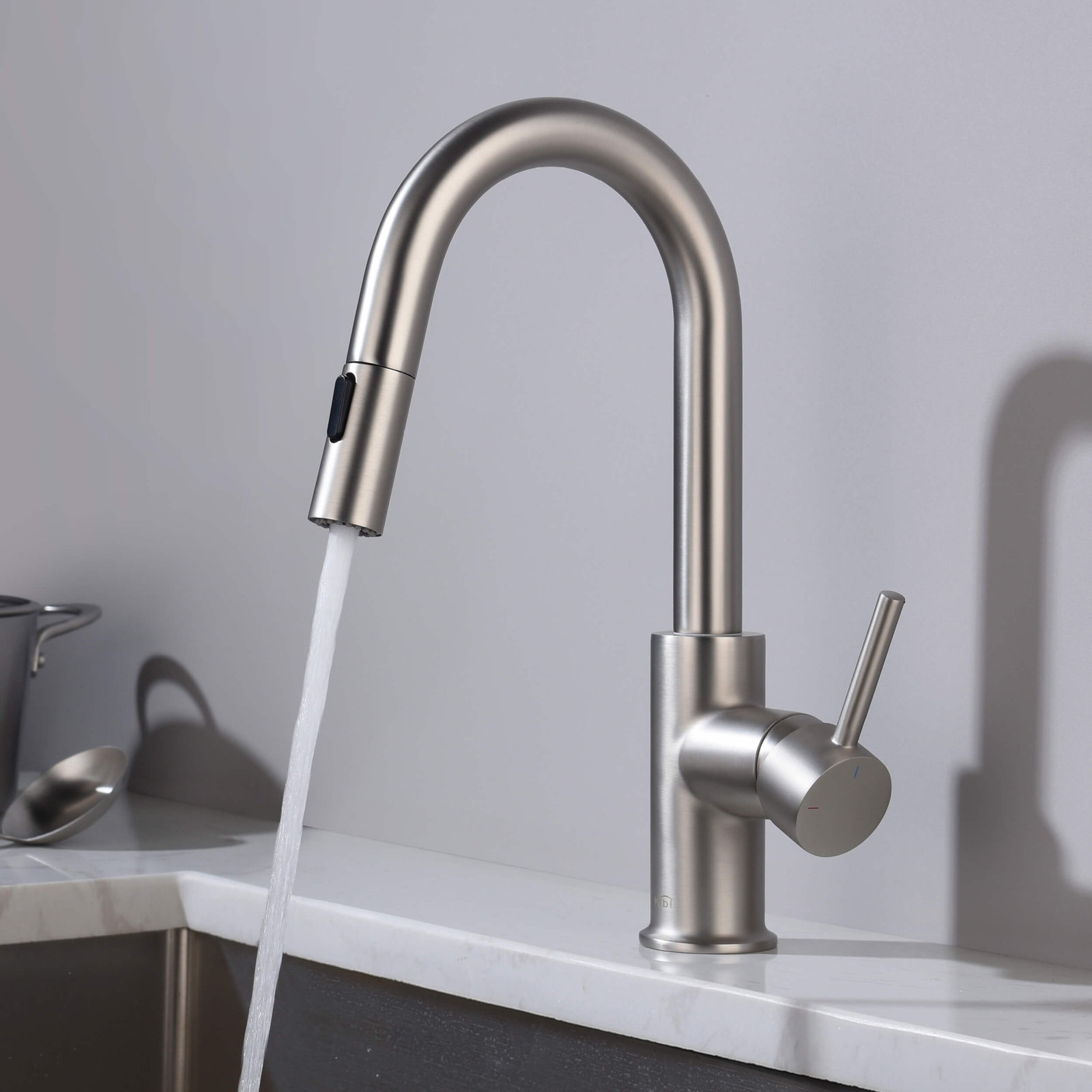 Luxe Pull-Down Kitchen Faucet with Accessories, Brushed Nickel