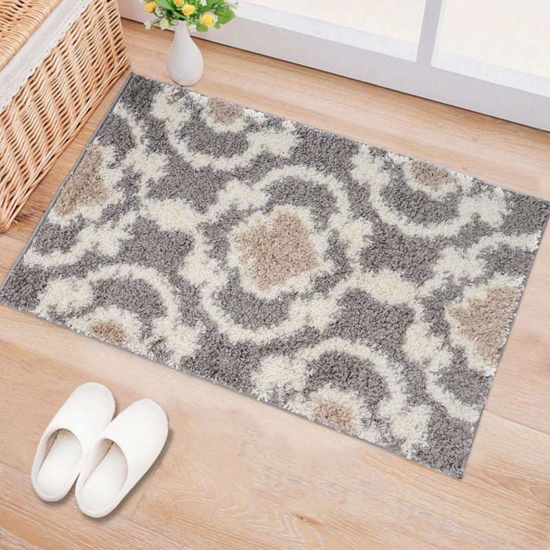 Hegwood Moroccan Dark Gray/Beige/Ivory Area Rug, Rectangle 3'3" x 5'