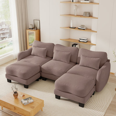 101.1" 3 Seater Chenille Modular Ottoman U-shaped Sofa