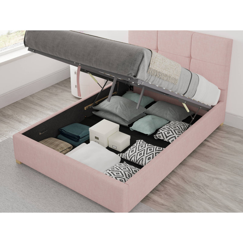 Moyers Upholstered Ottoman Storage Bed, Double (4'6), Tea Rose