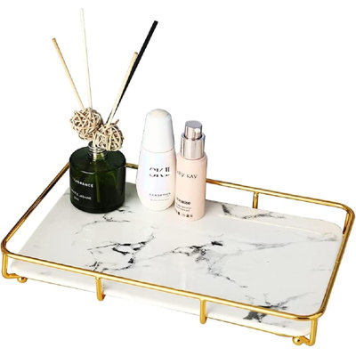 Vanity Tray Makeup Organizer Cosmetics Storage Bathroom Skincare Organizer Countertop Display Rack