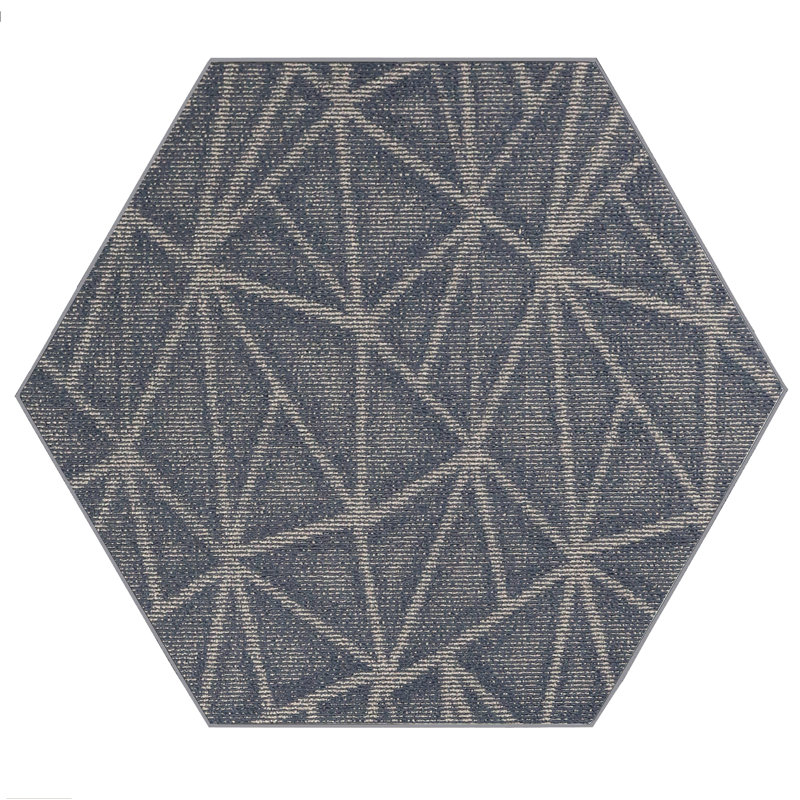 Tapis bleu marine Deyoung, Hexagone 9 pi