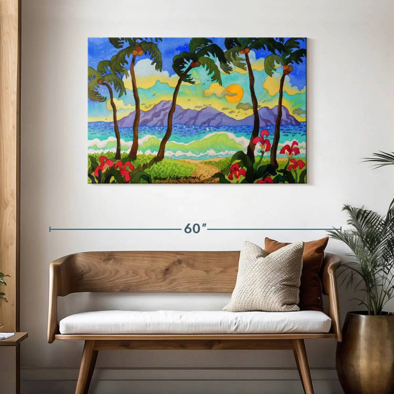 Gillard, palmiers tropicaux, H 30 po x l 45 po