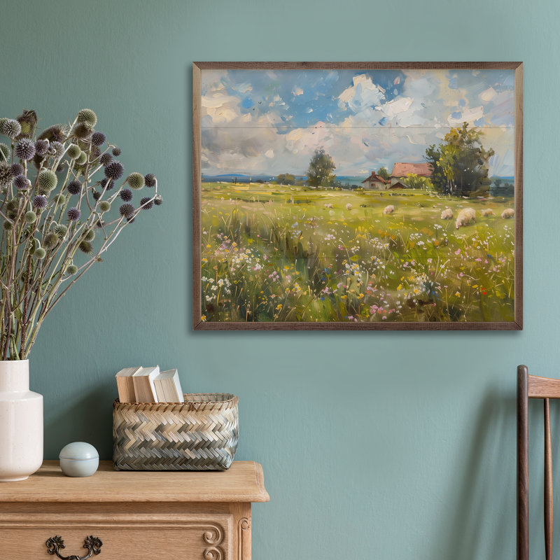 Wildflower Sheep Pasture 2 By Nini Art, H 32 po x l 40 po