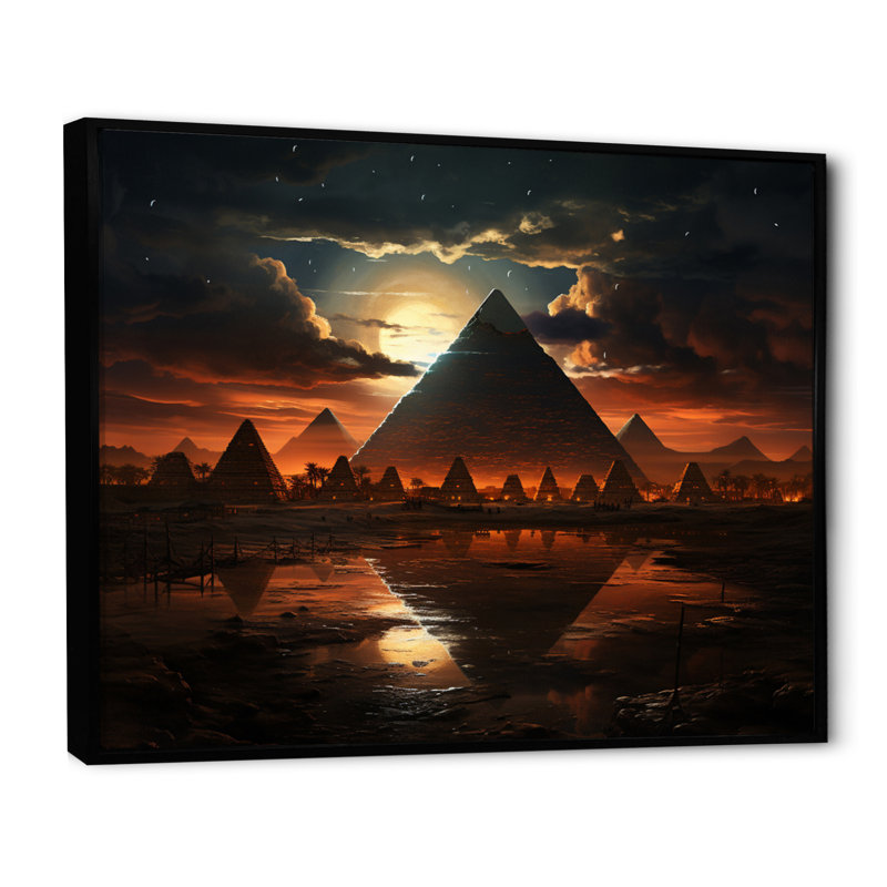 Égypte, Sphinx mystique - Égypte, art mural, Cadre flottant noir, H 24 po x l 32 po x P 1 po
