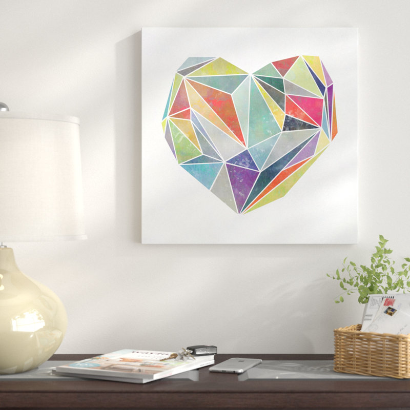 «Heart Graphic V» par Mareike Böhmer - Estampe numérique sur toile tendue avec châssis, H 12 po x l 12 po x P 0,75 po